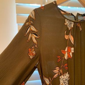 Shein vintage long-sleeved floral midi dress